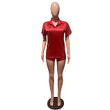 Short Sleeve Bronzing T-Shirt Casual Biker Shorts Outfit FE-224