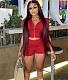 Zipper Short Sleeve Crop Top+Shorts Matching Sets IV-8303