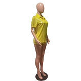 Short Sleeve Bronzing T-Shirt Casual Biker Shorts Outfit FE-224