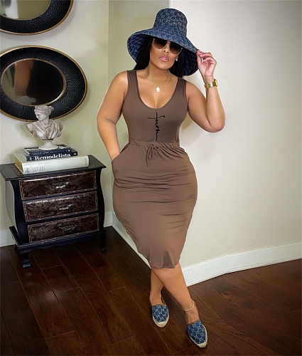High Waist Lace Up Sleeveless Tank Dresses HGL-1890