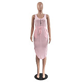 High Waist Lace Up Sleeveless Tank Dresses HGL-1890