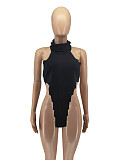 Turtleneck Halter Backless Irregular Sexy Crop Top WSM-5308