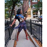 Plaid High Waist Bandage Loose Stretewear Shorts ASL-6567