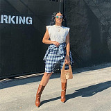 Plaid High Waist Bandage Loose Stretewear Shorts ASL-6567