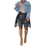 Plaid High Waist Bandage Loose Stretewear Shorts ASL-6567