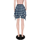 Plaid High Waist Bandage Loose Stretewear Shorts ASL-6567