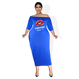Plus Size Off The Shoulder Half Sleeve Pencil Dress JLY-19340