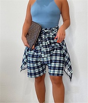 Plaid High Waist Bandage Loose Stretewear Shorts ASL-6567