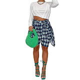 Plaid High Waist Bandage Loose Stretewear Shorts ASL-6567
