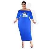 Plus Size Off The Shoulder Half Sleeve Pencil Dress JLY-19340
