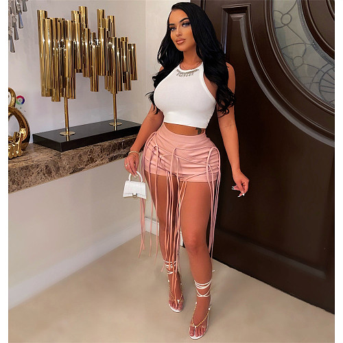 Tassel Rope Streetwear Skinny Push Up Shorts ML-7477