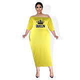 Plus Size Off The Shoulder Half Sleeve Pencil Dress JLY-19340