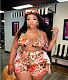 Plus Size Beach Halter Bra Ruffles Shorts Bathing Suit HEJ-22L6115