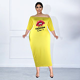 Plus Size Off The Shoulder Half Sleeve Pencil Dress JLY-19340