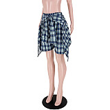 Plaid High Waist Bandage Loose Stretewear Shorts ASL-6567