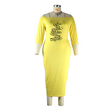Plus Size Off The Shoulder Half Sleeve Pencil Dress JLY-19340