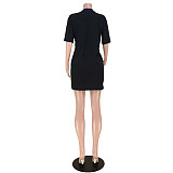 Letter Print O Neck Half Sleeve Loose T Shirt Dress ASL-6571