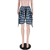 Plaid High Waist Bandage Loose Stretewear Shorts ASL-6567