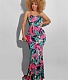 Tropical Print Halter Backless Vacation Maxi Dress OSS-22190