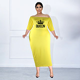 Plus Size Off The Shoulder Half Sleeve Pencil Dress JLY-19340