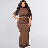 Ruched Short Sleeve Crop Top Bodycon Maxi Skirt Outfits OSS-22216