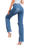 Vintage Bell Bottoms Mid Waist Ripped Holes Jeans LX-5511