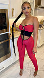 Lace Up Strapless Cut Out High Waist Tunic Jumpsuit MEM-88432