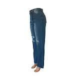 Vintage Bell Bottoms Mid Waist Ripped Holes Jeans LX-5511