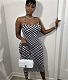 Elegant Sleeveless Bodycon Strap Plaid Midi Dress BGN-158