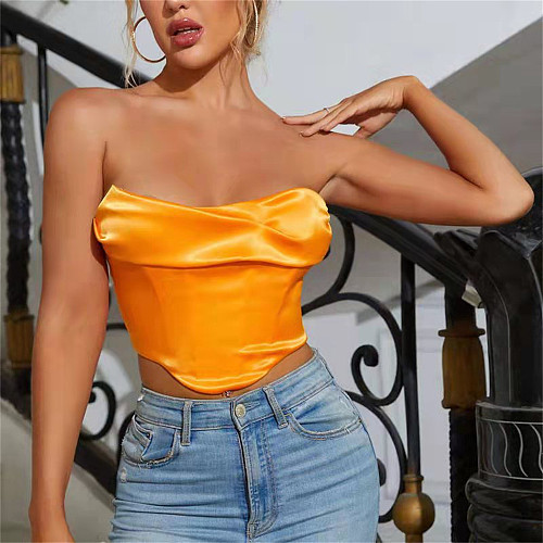 Chic Strapless Streetwear Bustier Y2K Crop Top MS-1720