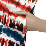 Plus Size Tie Dye Short Sleeve T Shirt Full Pants Suit OSS-22210