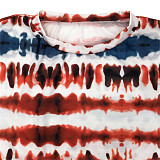Plus Size Tie Dye Short Sleeve T Shirt Full Pants Suit OSS-22210