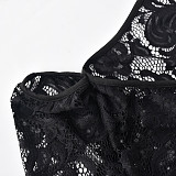 Lace Drawstring Ruched Long Sleeve Backless Dresses OYW-8448