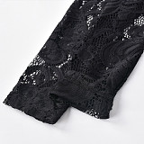 Lace Drawstring Ruched Long Sleeve Backless Dresses OYW-8448