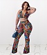 Halter Lace Up Bra Flare Pants Two Piece Set HEJ-22S6116