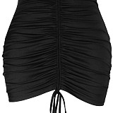 Halter Neck Deep V Backless Bodycon Ruched Dress JLY-19339