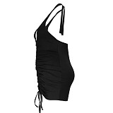 Halter Neck Deep V Backless Bodycon Ruched Dress JLY-19339