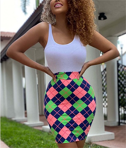 High Waist Mini Skirt and Knit Bodysuit Matching Set CHY-1362