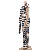 Plus Size Tie Dye Short Sleeve T Shirt Full Pants Suit OSS-22210