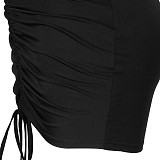 Halter Neck Deep V Backless Bodycon Ruched Dress JLY-19339