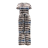 Plus Size Tie Dye Short Sleeve T Shirt Full Pants Suit OSS-22210