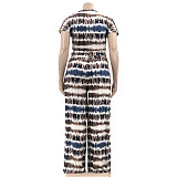 Plus Size Tie Dye Short Sleeve T Shirt Full Pants Suit OSS-22210