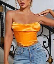 Chic Strapless Streetwear Bustier Y2K Crop Top MS-1720
