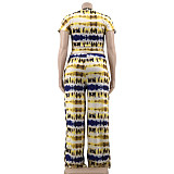Plus Size Tie Dye Short Sleeve T Shirt Full Pants Suit OSS-22210