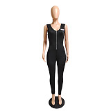 V neck Zipper Sleeveless Bodycon Gym Sports Jumpsuit DY-66171