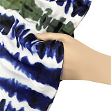 Plus Size Tie Dye Short Sleeve T Shirt Full Pants Suit OSS-22210