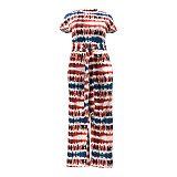Plus Size Tie Dye Short Sleeve T Shirt Full Pants Suit OSS-22210