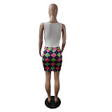High Waist Mini Skirt and Knit Bodysuit Matching Set CHY-1362