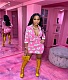 Floral Print Long Sleeve Blazer Crop Top+Skirt Suit MDF-5309