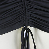 Halter Neck Deep V Backless Bodycon Ruched Dress JLY-19339